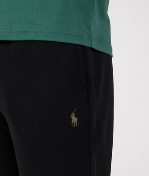 Regular Fit Double Knit Joggers in Polo Black | Polo Ralph Lauren | EQVVS | Front detail model shot 