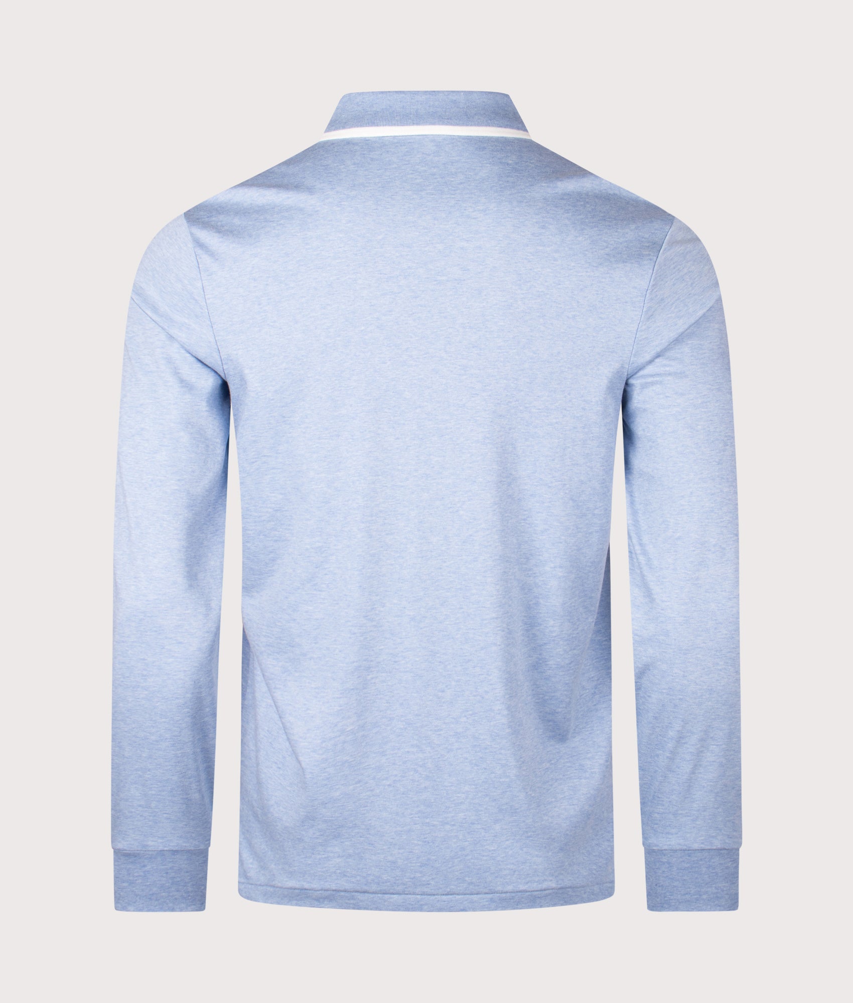 Custom Slim Fit Long Sleeve Polo Shirt. Shot by EQVVS. Back shot.
