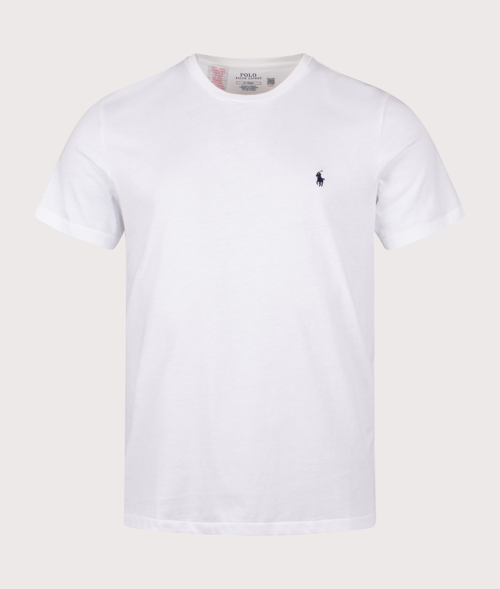 Polo Ralph Lauren Lightweight T-Shirt in white with a navy Polo Pony at EQVVS Menswear. Front shot.