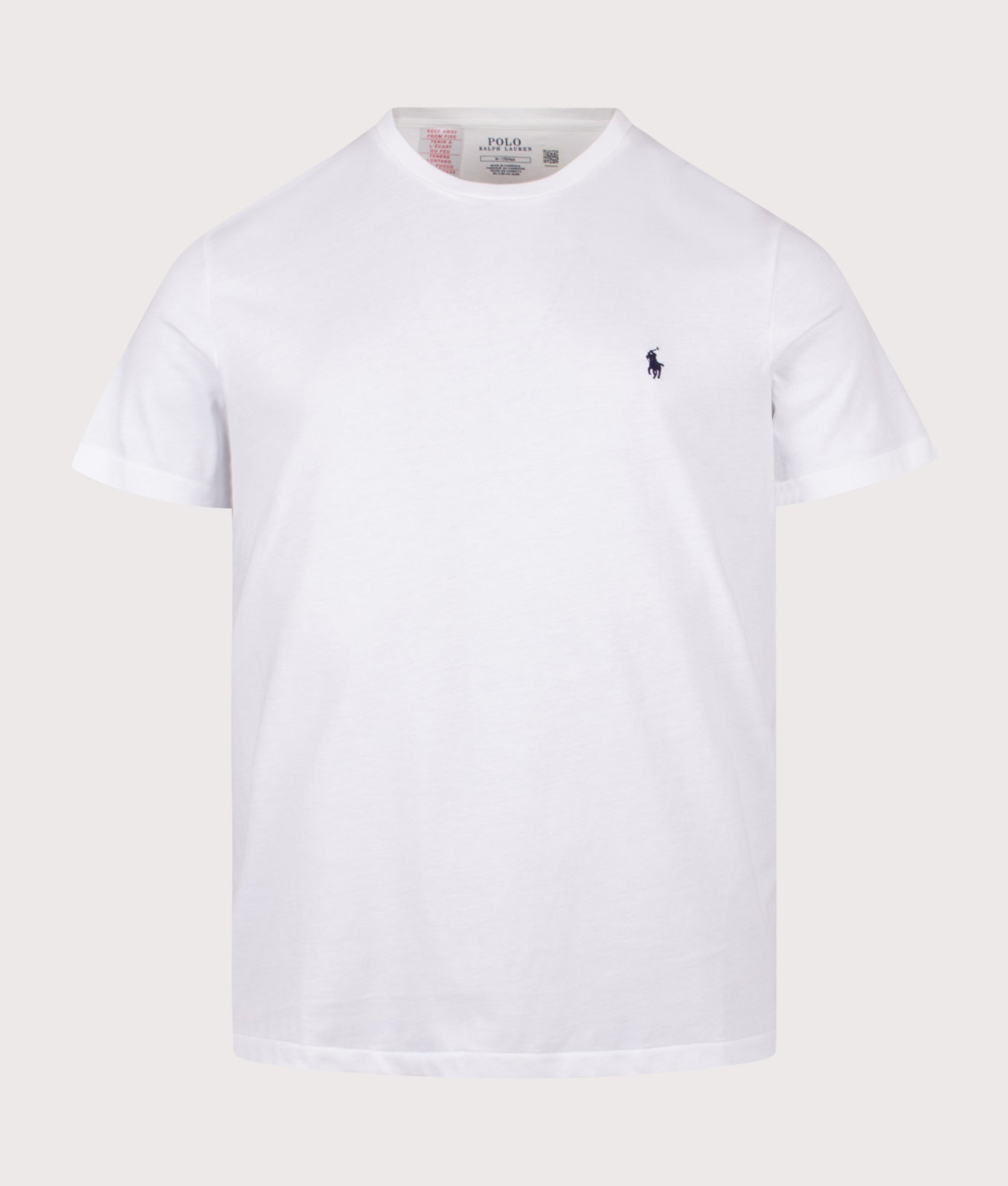 Polo Ralph Lauren Lightweight T-Shirt in white with a navy Polo Pony at EQVVS Menswear. Front shot.
