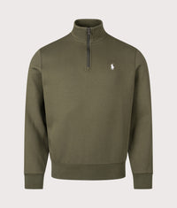 Double-Knit Quarter-Zip Jumper: 300 Company Olive/C1730 