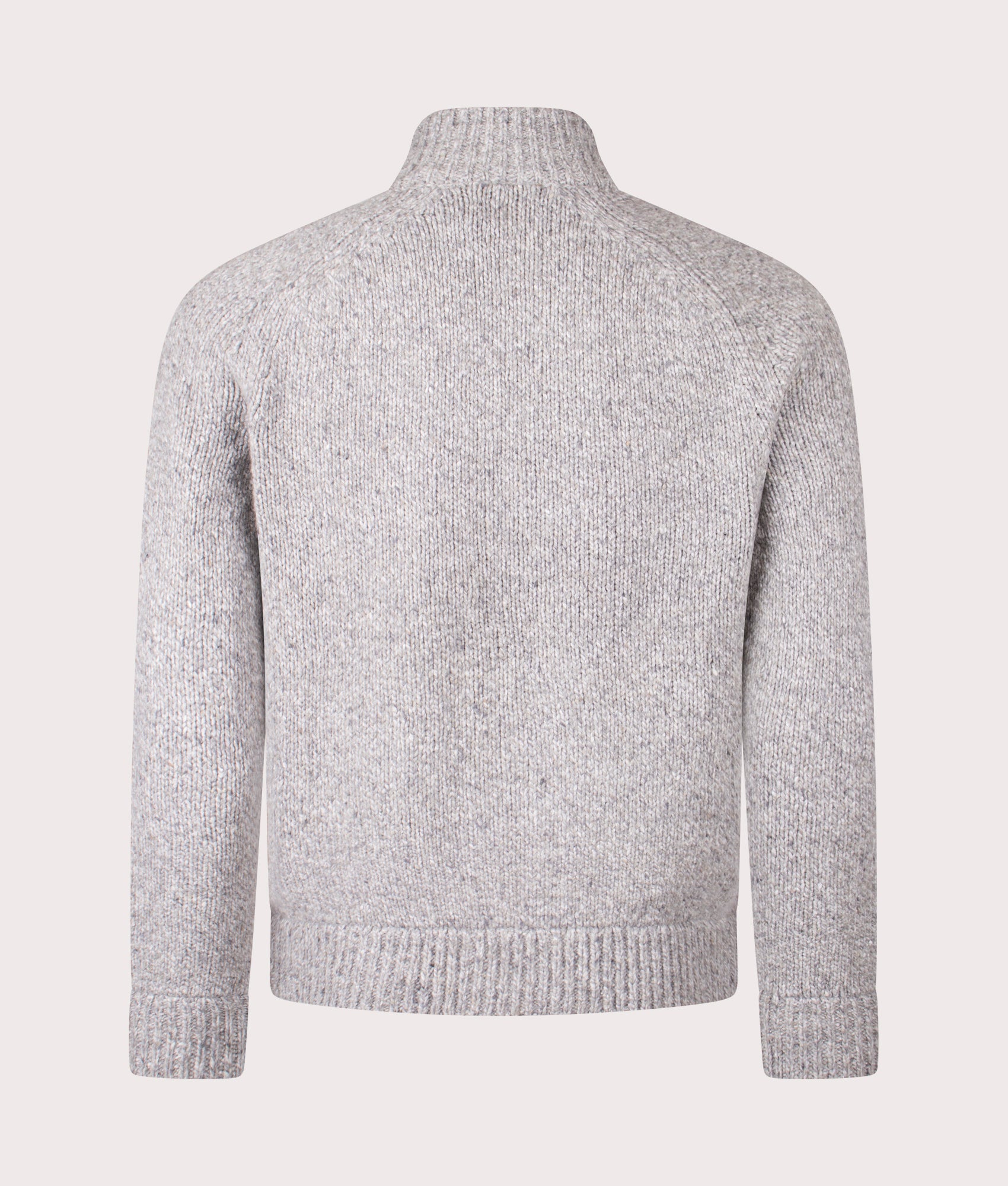 Polo Ralph Lauren Wool-Blend Mockneck Cardigan in Marl Grey at EQVVS Menswear. Back shot