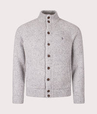 Wool-Blend Mockneck Cardigan: 002 Grey Marl 