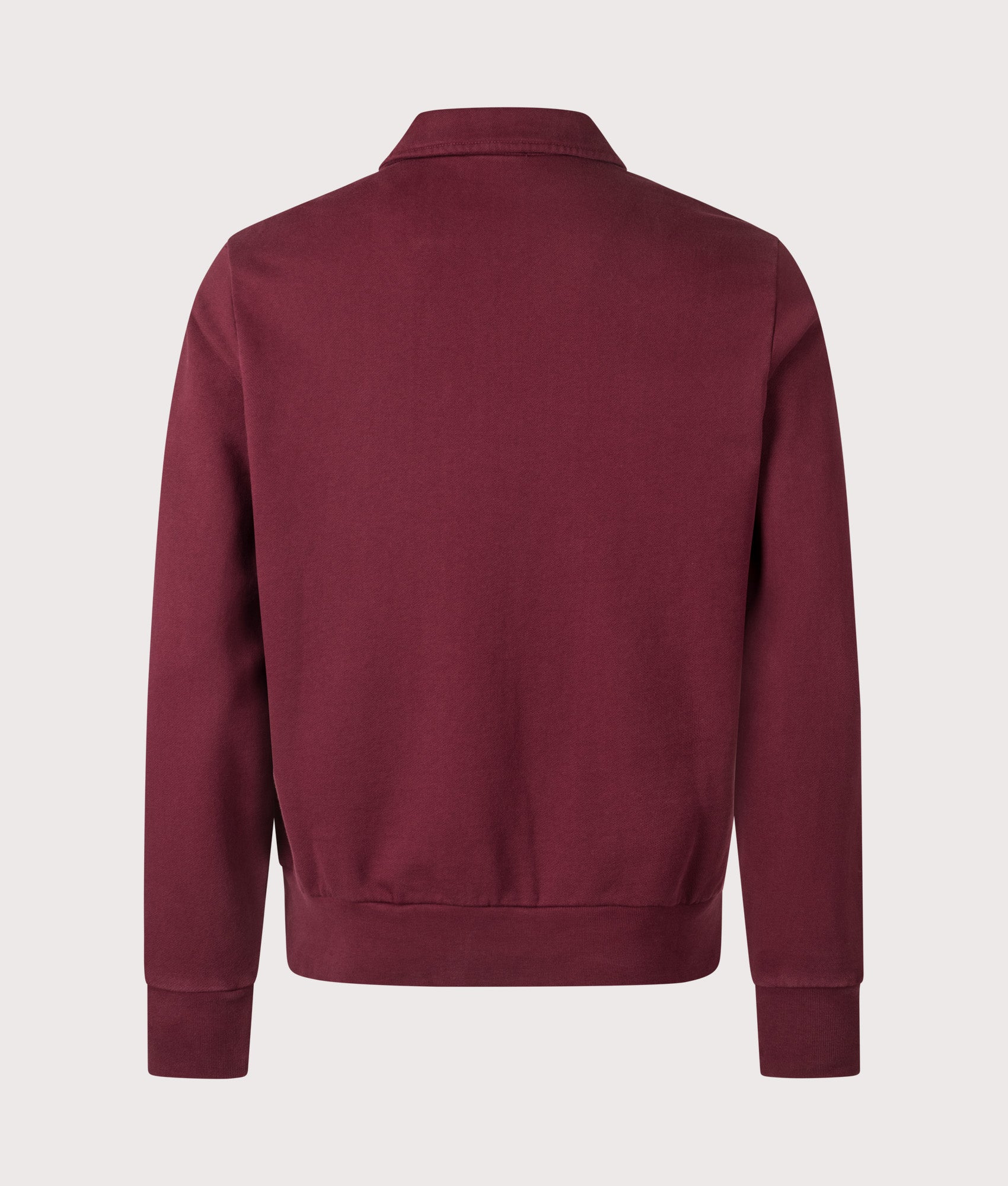 Quarter-Zip Loopback Terry Sweatshirt by Polo Ralph Lauren in Classic Wine. Shot by EQVVS. Back shot.