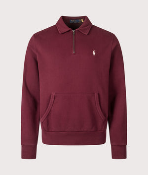 Quarter-Zip Loopback Terry Sweatshirt by Polo Ralph Lauren in Classic Wine. Shot by EQVVS. Front shot.