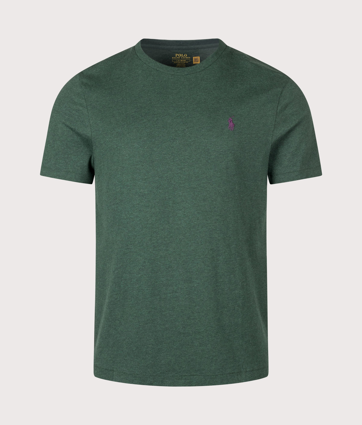 Polo Ralph Lauren Custom Slim Fit Jersey T-Shirt in Scotch Pine Heather at EQVVS Menswear. Front shot.