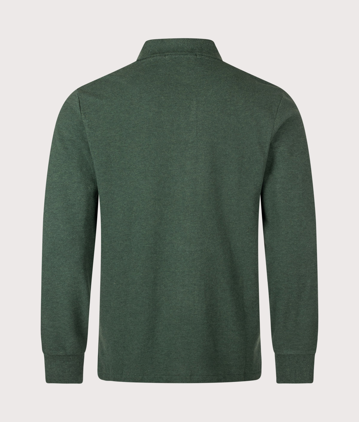 Polo Ralph Lauren Custom Slim Fit Long Sleeve Polo Shirt in Scotch Pine Heather at EQVVS Menswear. Back shot.