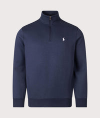 Double-Knit Quarter Zip Sweatshirt: 002 Aviator Navy 