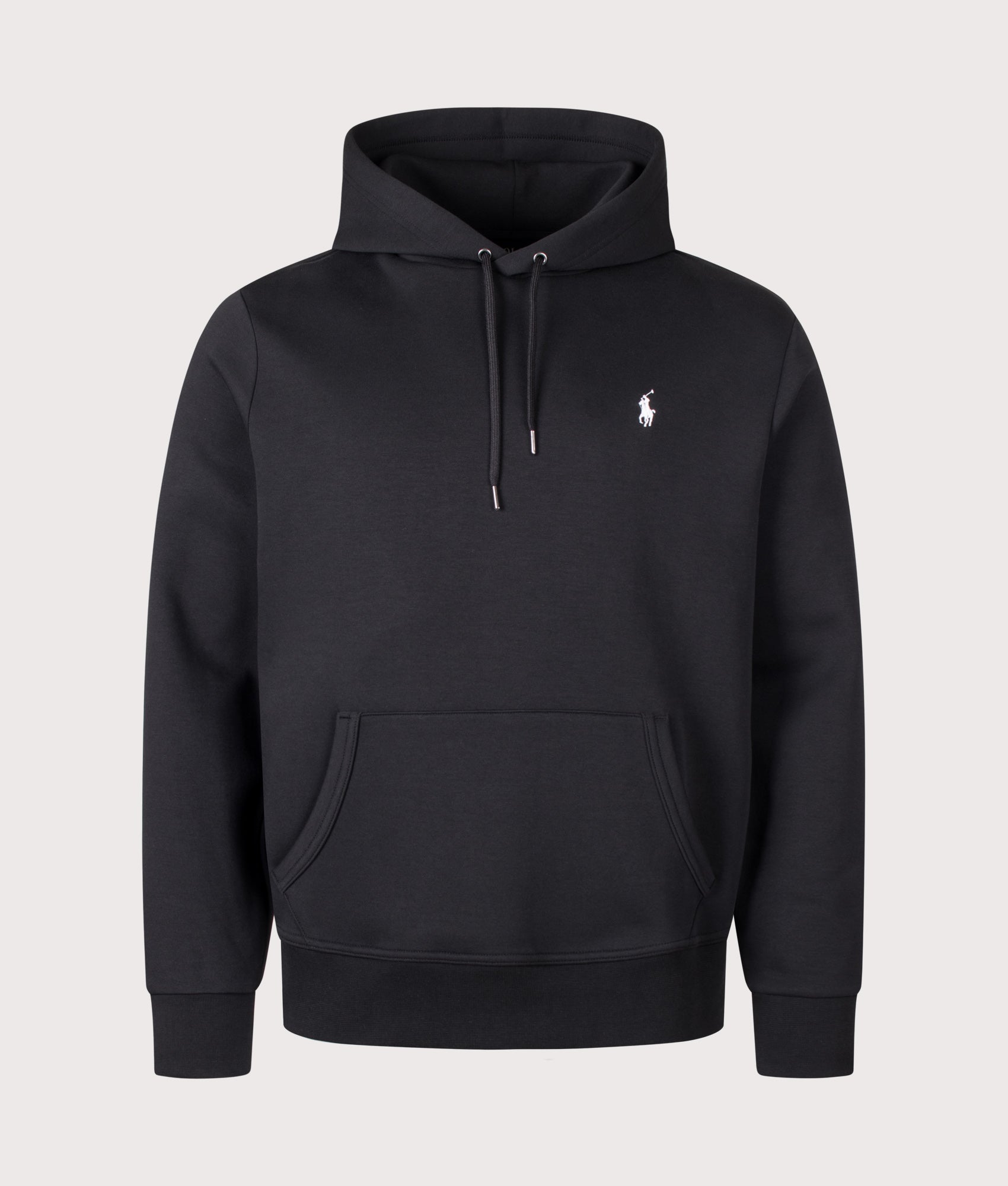 Polo Ralph Lauren Double Knit Hoodie in  Polo Black at EQVVS Menswear. Front shot.