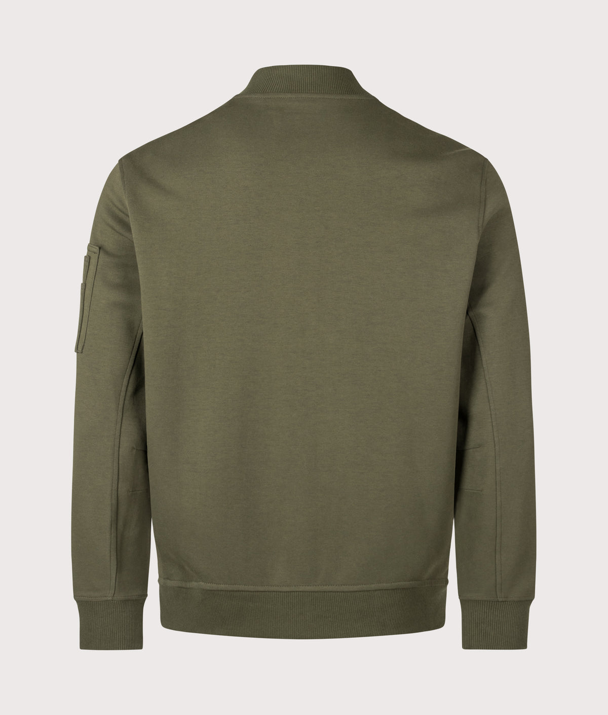 Polo Ralph Lauren Double Knit Bomber Jacket in Company Olive at EQVVS Menswear. Back shot.