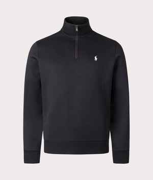 Double Knit Quarter Zip Sweatshirt in Polo Black. 66% Cotton, 34% Polyester | Polo Ralph Lauren | Shot at EQVVS | Front shot