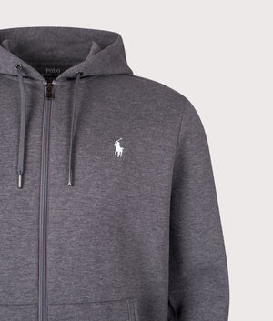 Zip Through Double Knit Hoodie in Barclay Heather | Cotton Blend | Polo Ralph Lauren | EQVVS | Front detail shot 