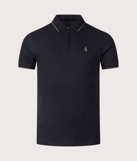 Custom Slim Fit Stretch Oxford Mesh Polo Shirt: 012 Polo Black 