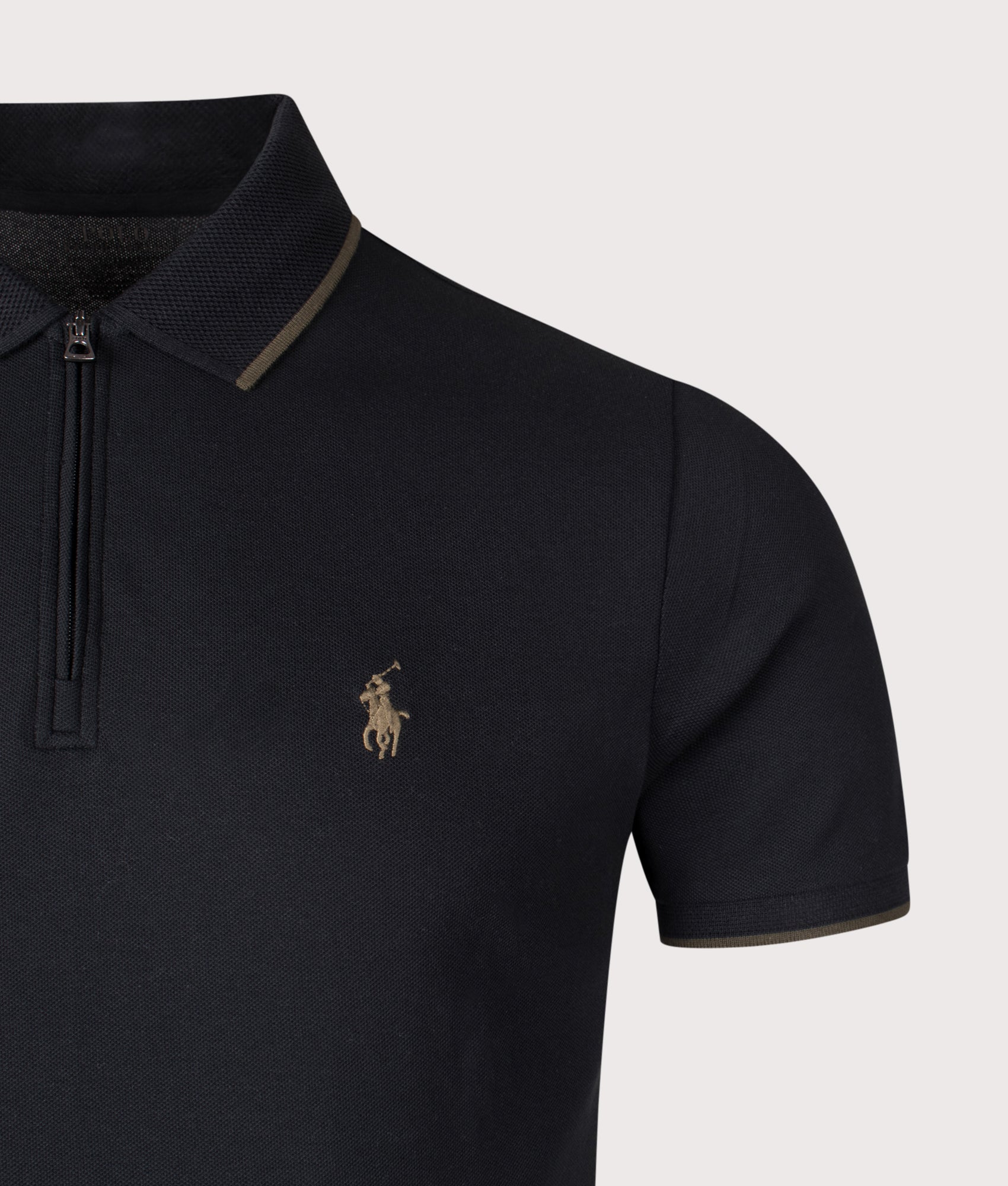 Custom Slim Fit Stretch Oxford Mesh Polo Shirt. Shot by EQVVS. Detail shot.