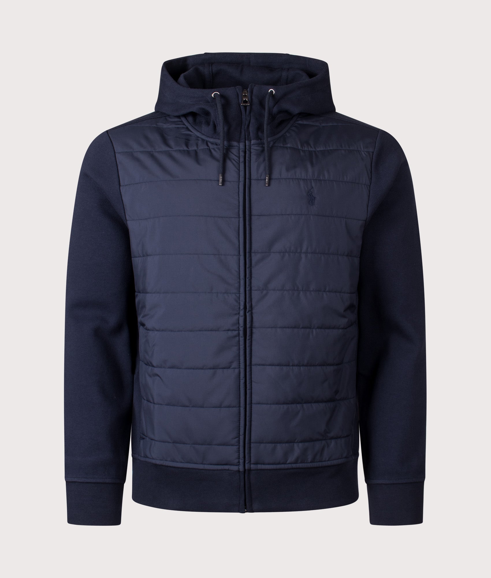 Polo Ralph Lauren Hybrid Jacket in Aviator Navy at EQVVS Menswear. Front shot.