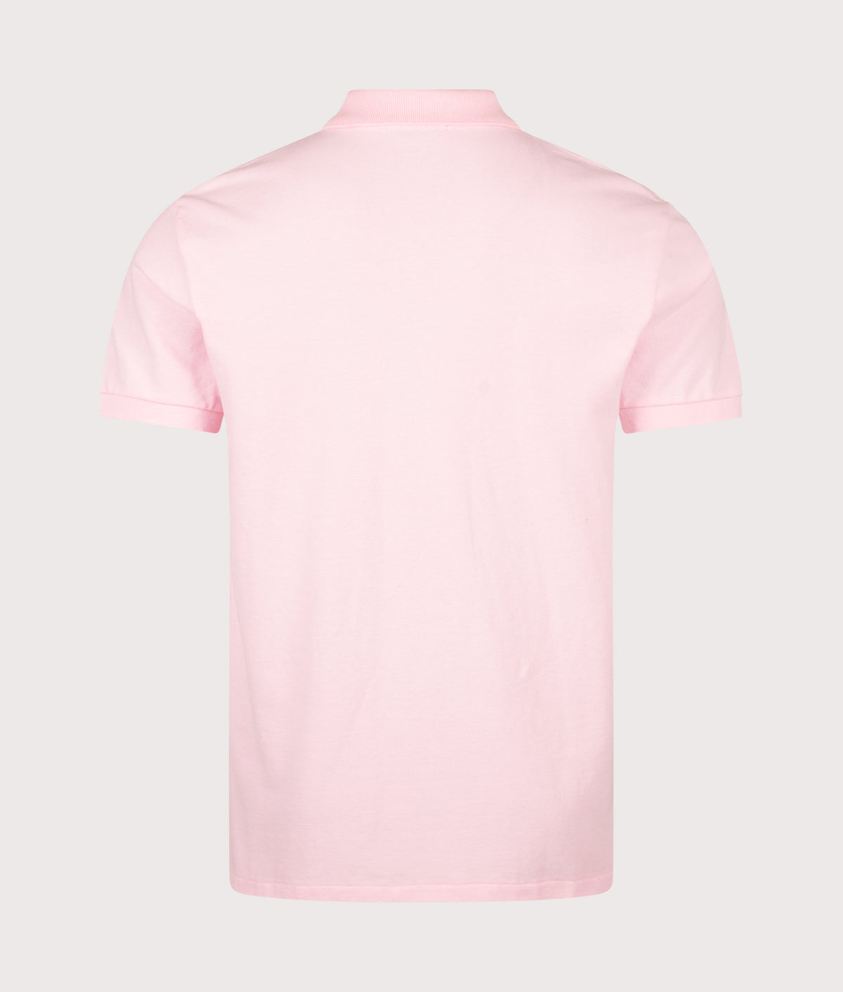 Polo Ralph Lauren Custom Slim Fit Mesh Polo Shirt in Bath Pink at EQVVS Menswear. Back shot.