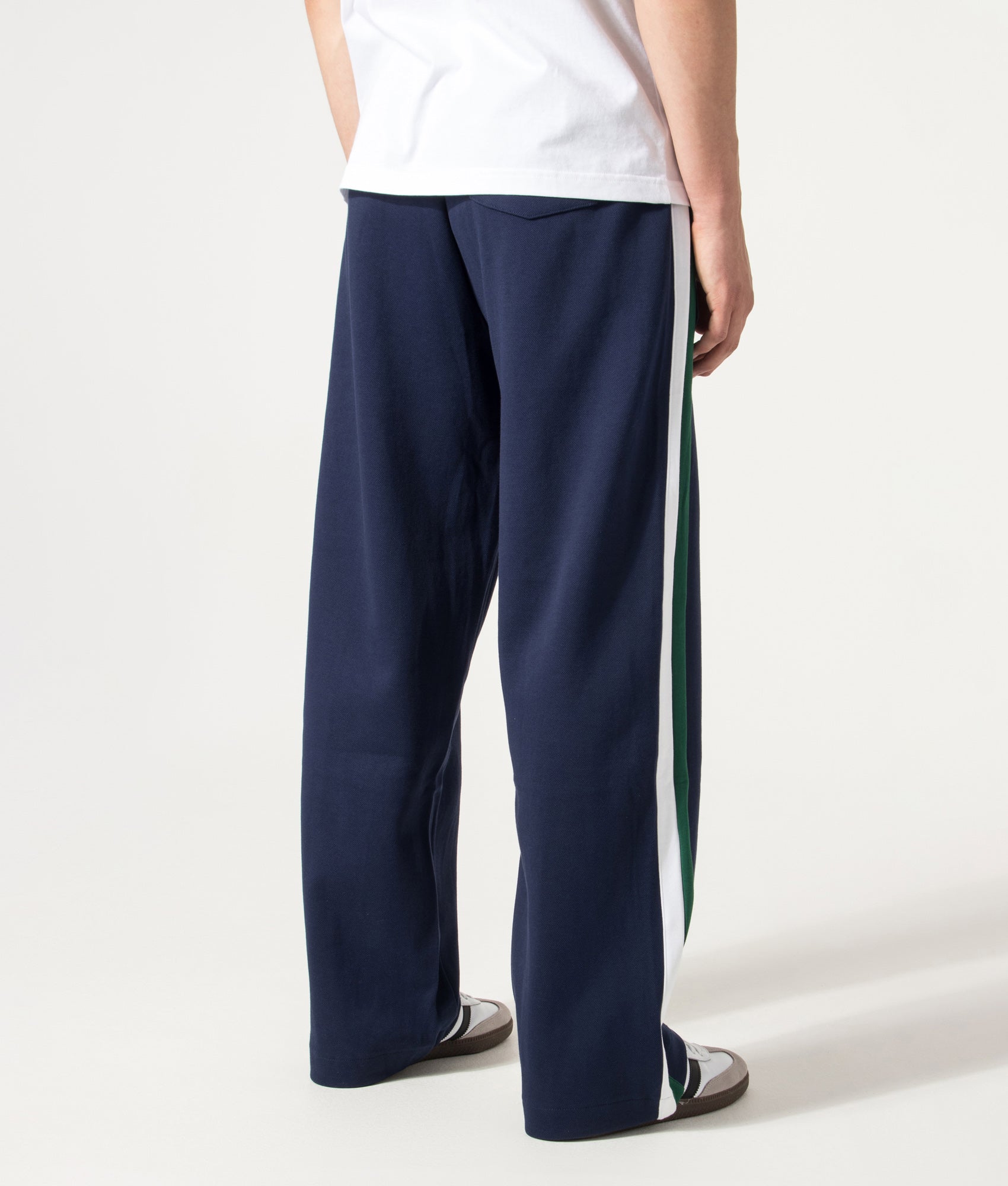Polo Ralph Lauren Open Bottom Joggers in Newport Navy at EQVVS Menswear. Angled back shot.