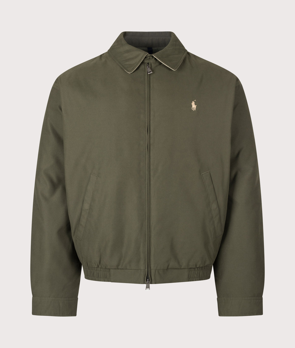 Polo Ralph Lauren The Polo Down Jacket in Company Olive at EQVVS Menswear. Front shot.