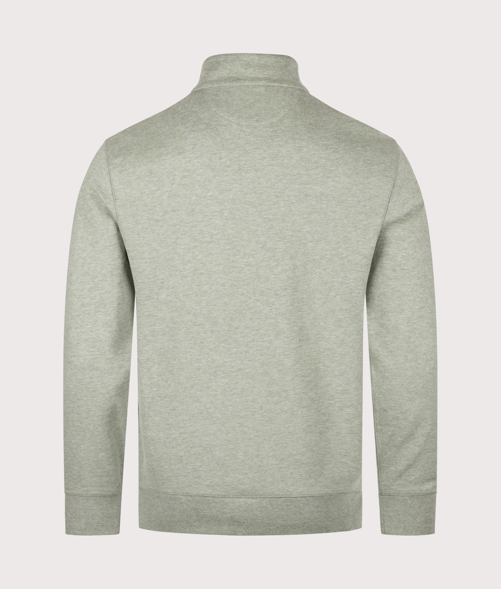 Polo Ralph Lauren Quarter Zip Sweatshirt in Greenery Heather at EQVVS Menswear. Back shot.