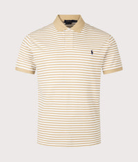 Custom Slim Fit Striped Mesh Polo Shirt: 506 Vintage Khaki/White 
