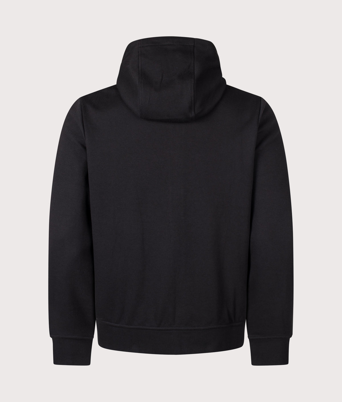 Polo Ralph Lauren Double Knit Jacquard Zip Through Hoodie in Polo Black at EQVVS Menswear. Back shot.