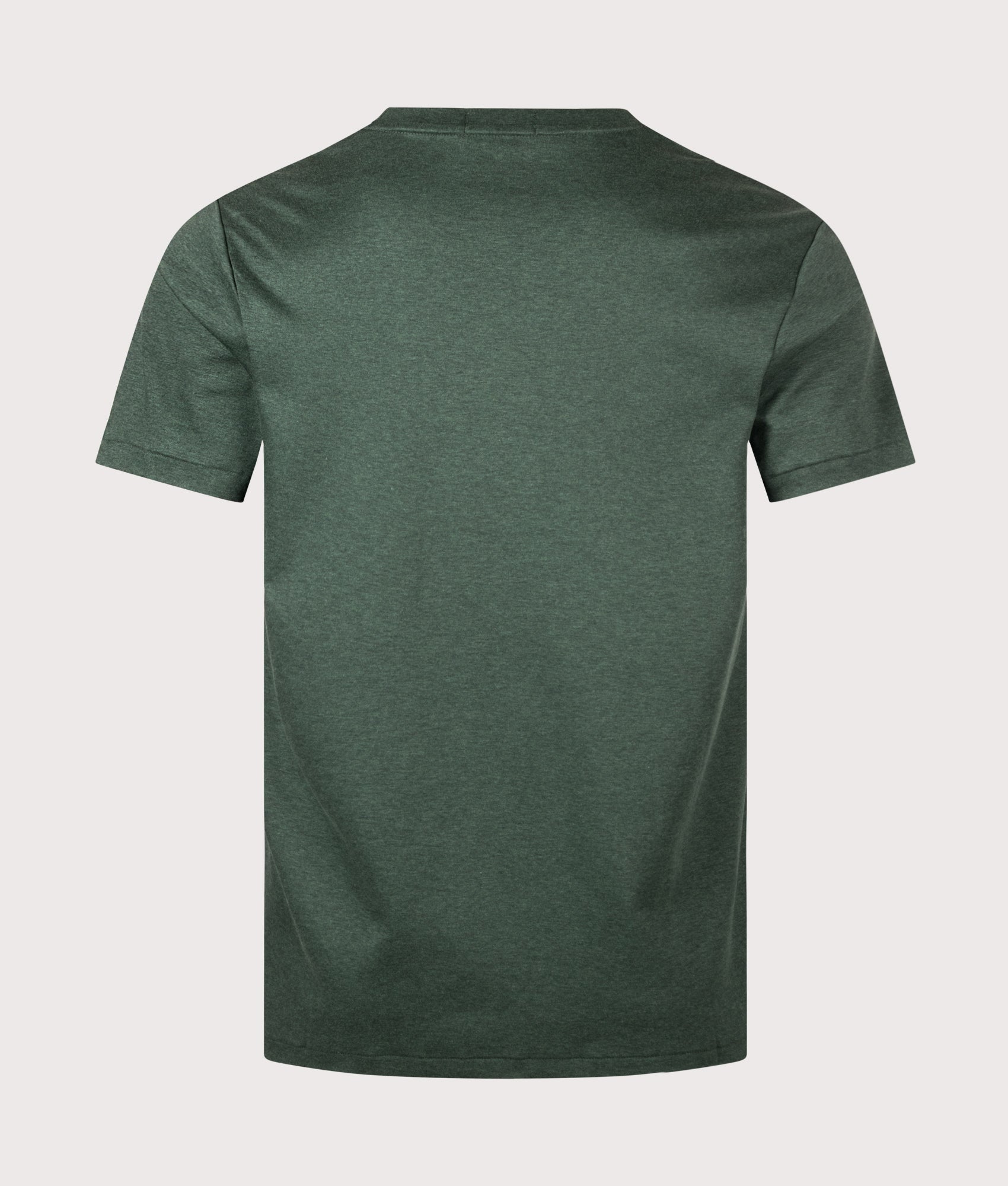 Polo Ralph Lauren Custom Slim Fit Pima T-Shirt arrives in Scotch Pine Heather at EQVVS Menswear. Back shot.