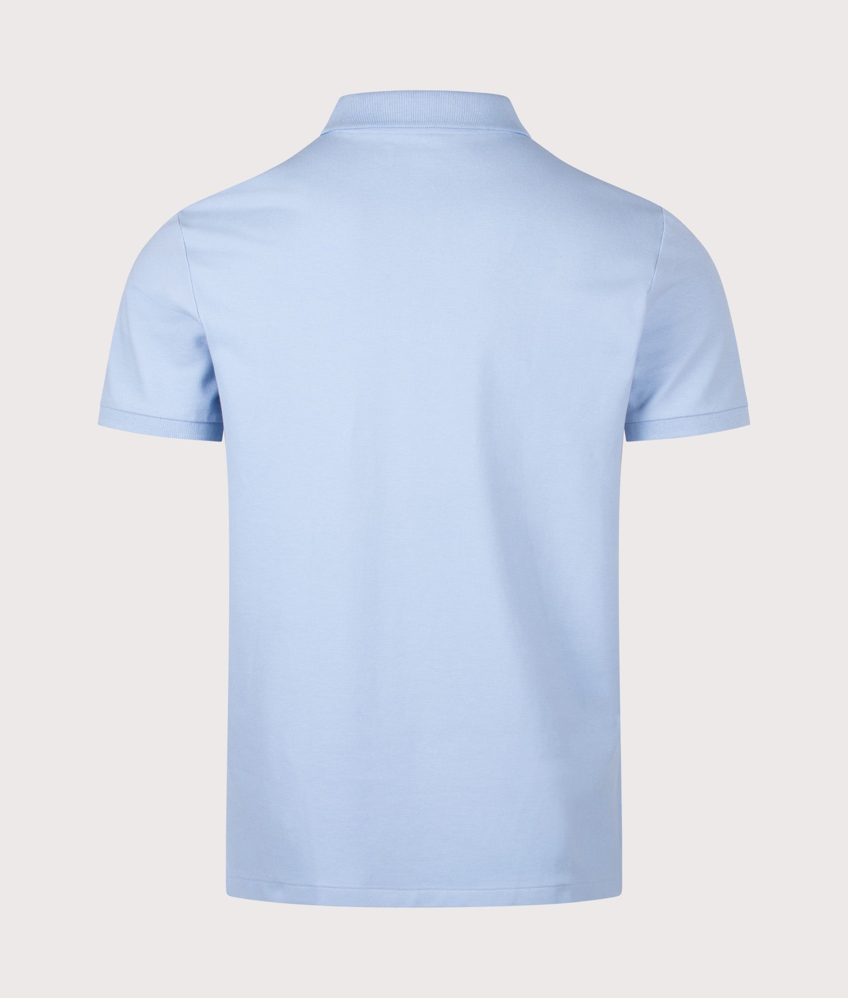 Polo Ralph Lauren Custom Slim Fit Stretch Mesh Polo Shirt in Chambray Blue at EQVVS Menswear. Back shot.