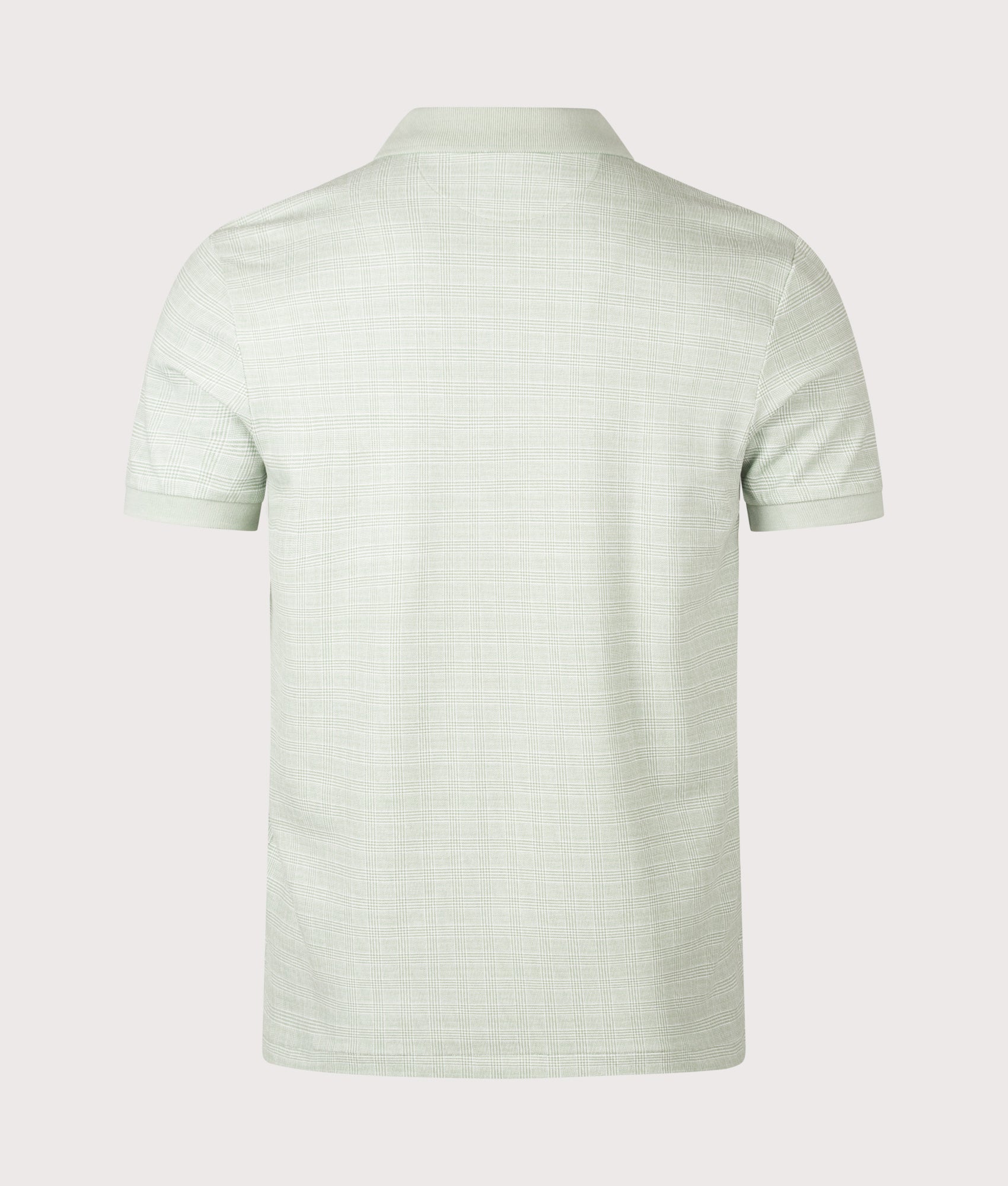 Polo Ralph Lauren Custom Slim Fit Stretch Mesh Polo Shirt in Small Glen and Light Green at EQVVS Menswear. Back shot.