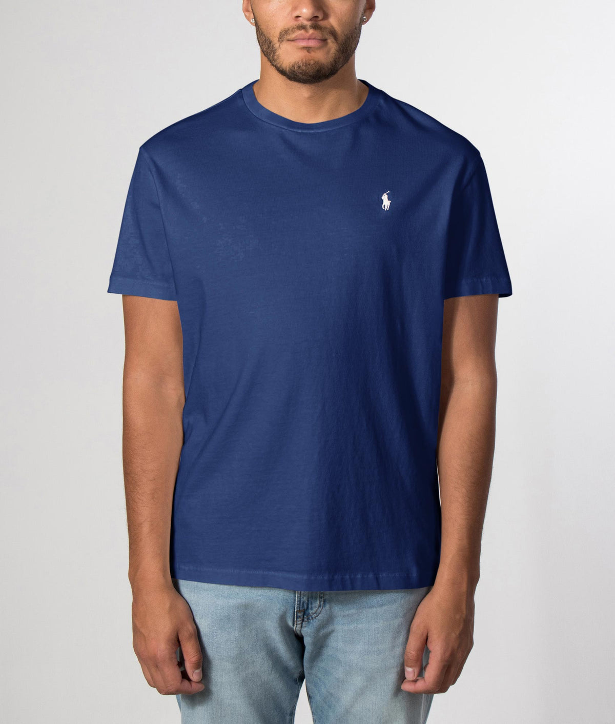 Polo Ralph Lauren Classic Fit Jersey T-Shirt in Cruise Navy at EQVVS Menswear. Front model shot.