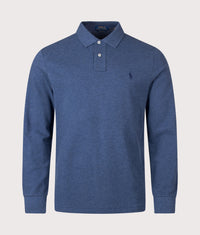 Custom Slim Fit Long Sleeve Polo Shirt: 502 Derby Blue Heather 
