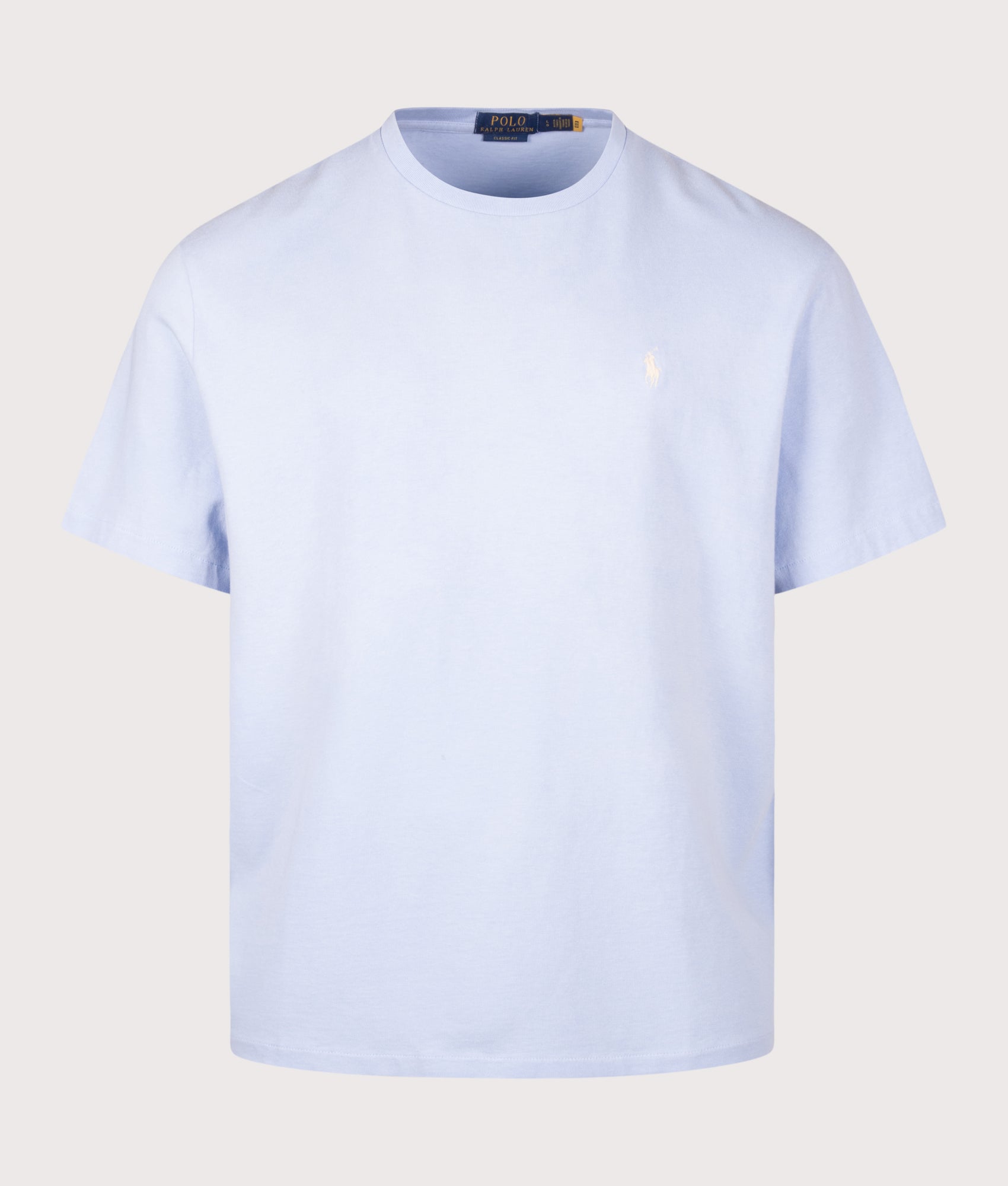 Polo Ralph Lauren Classic Fit Jersey T-Shirt in Pebble Blue at EQVVS Menswear. Front shot.