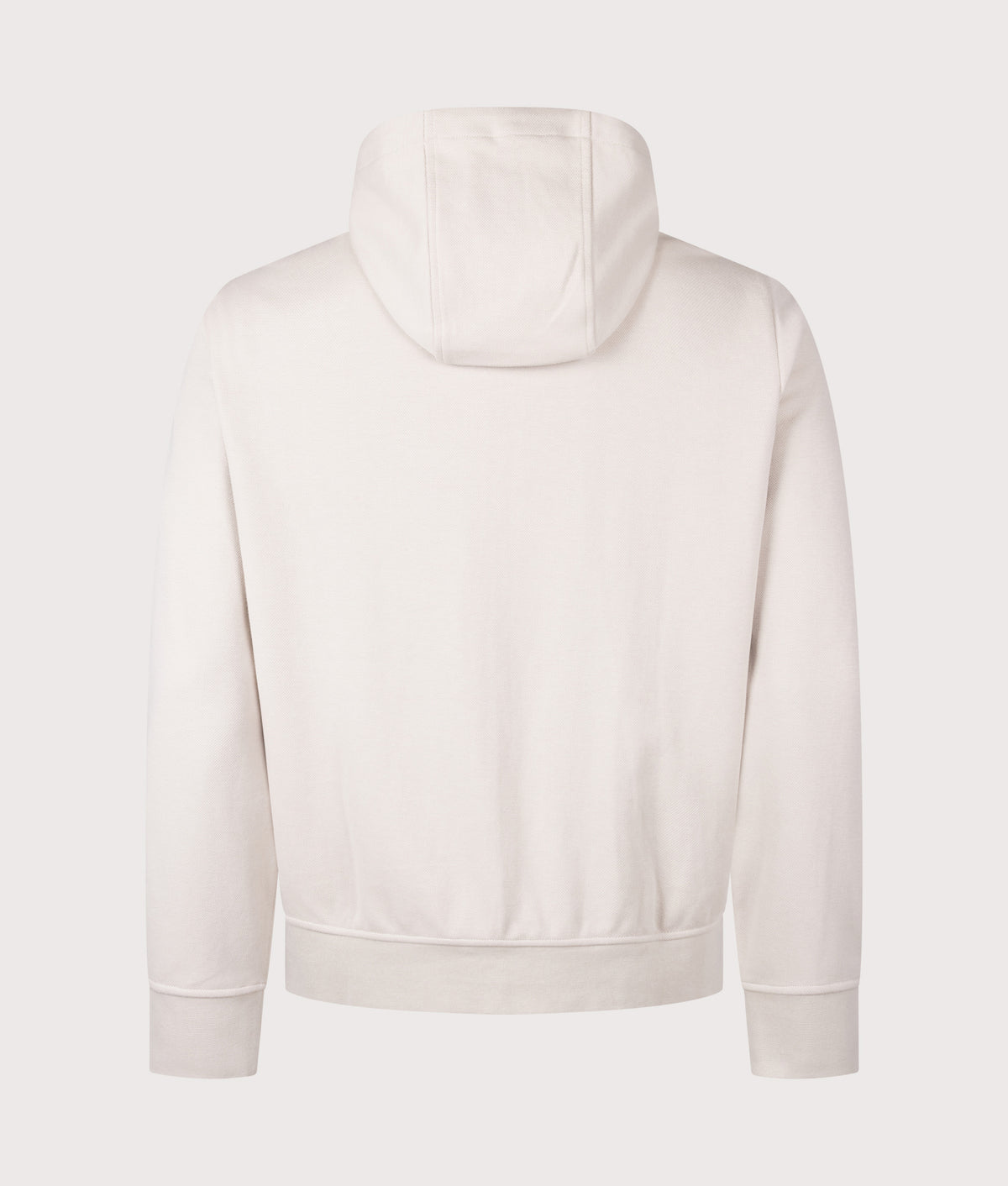 Polo Ralph Lauren Double Knit Jacquard Zip Through Hoodie in Stoneware Grey at EQVVS Menswear. Back shot.
