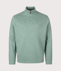 Loose Fit Estate-Rib Quarter Zip Knit Jumper: 506 Pine Heather 