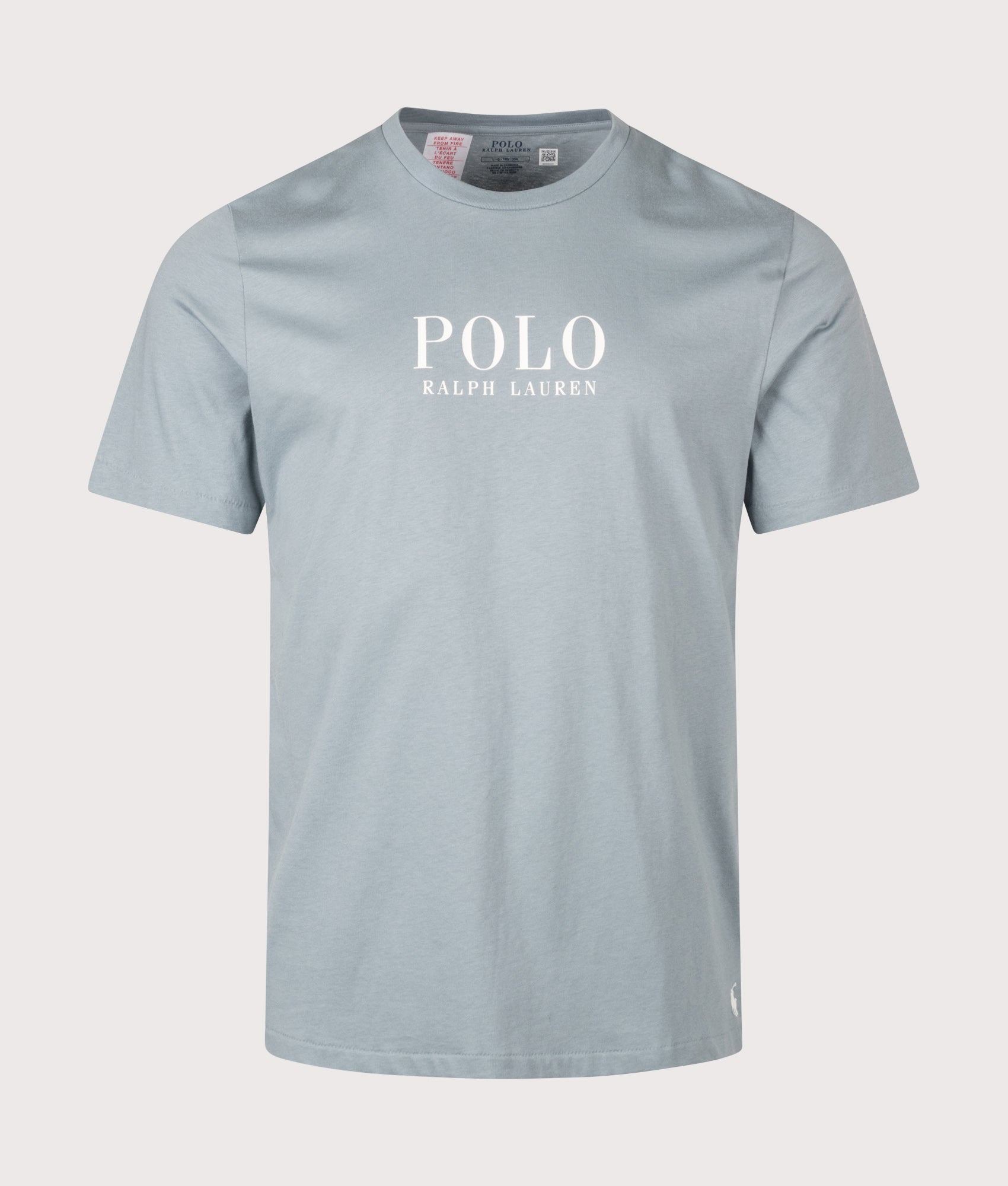 Polo Ralph Lauren Lightweight Crew Neck T-Shirt in Cool Grey Blue at EQVVS Menswear. Front shot.