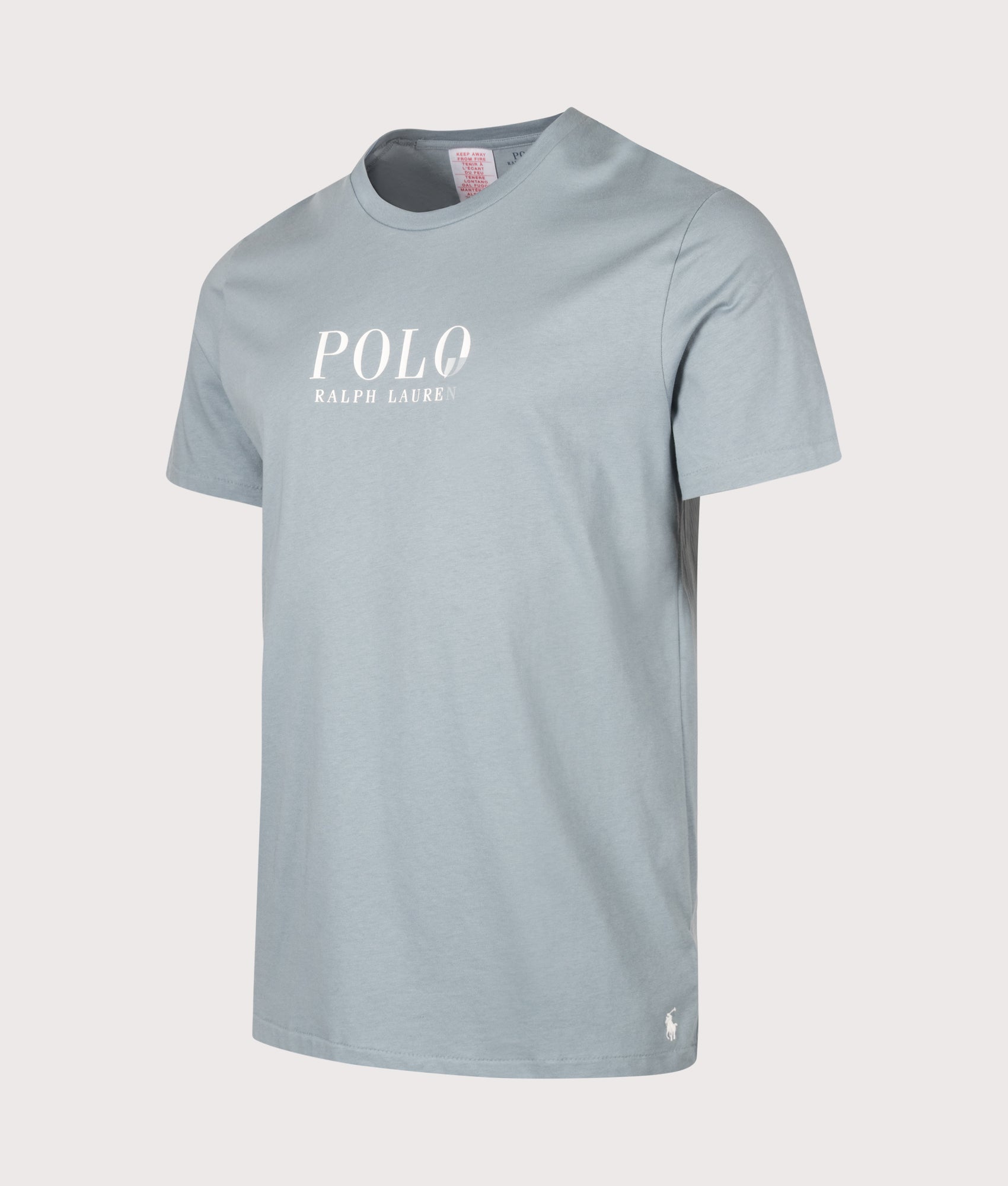 Polo Ralph Lauren Lightweight Crew Neck T-Shirt in Cool Grey Blue at EQVVS Menswear. Angled front shot.