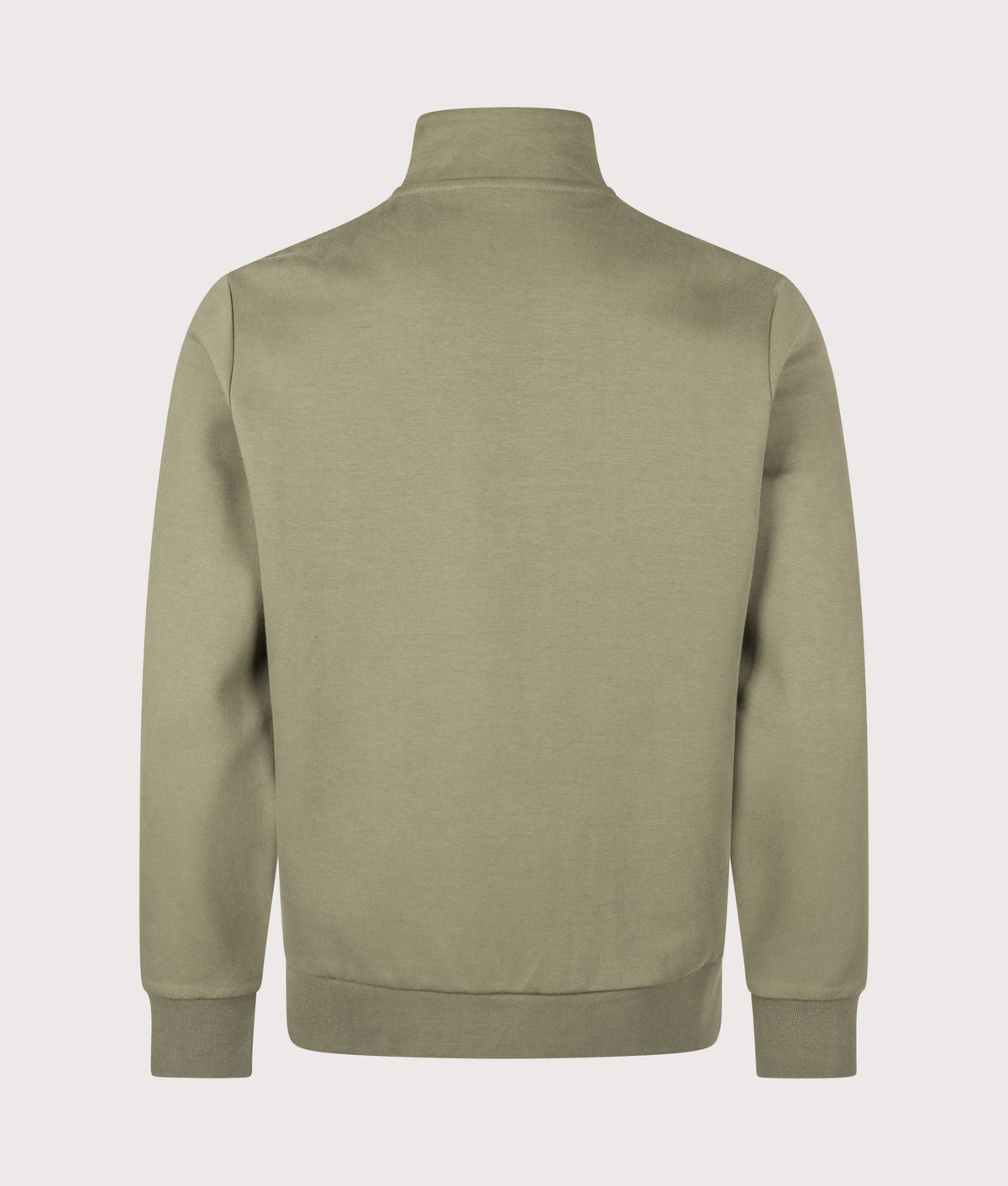 Polo Ralph Lauren Double-Knit Quarter Zip Sweatshirt in Cruise Olive at EQVVS Menswear. Back shot.