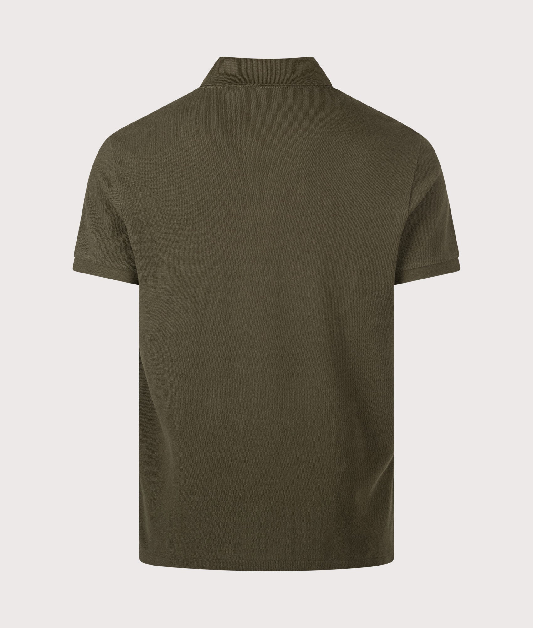 Polo Ralph Lauren Custom Slim Fit Mesh Polo Shirt in Company Olive at EQVVS Menswear. Back shot.