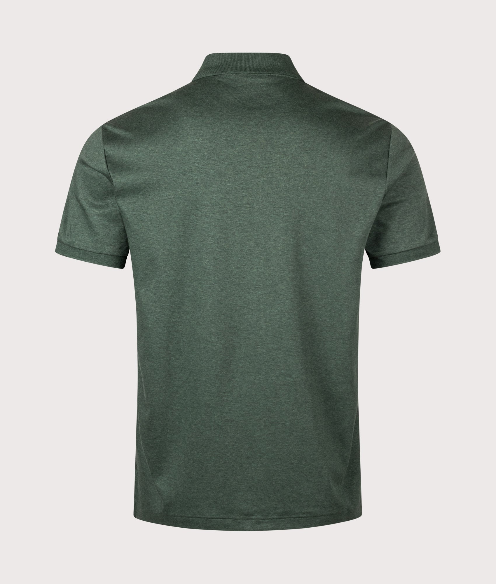 Polo Ralph Lauren Custom Slim Fit Soft Cotton Polo Shirt in Scotch Pine Heather at EQVVS Menswear. Back shot.