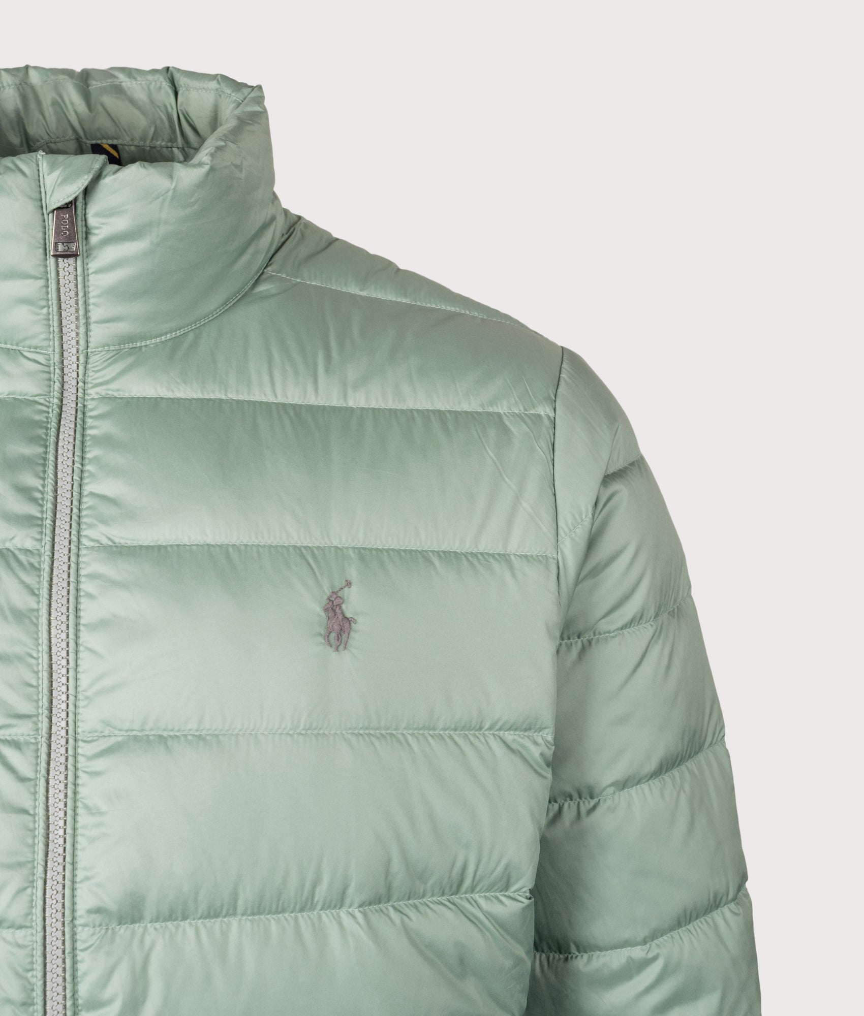 Colden Packable Matte Jacket in Light Green | Polo Ralph Lauren | EQVVS | Front detail shot 