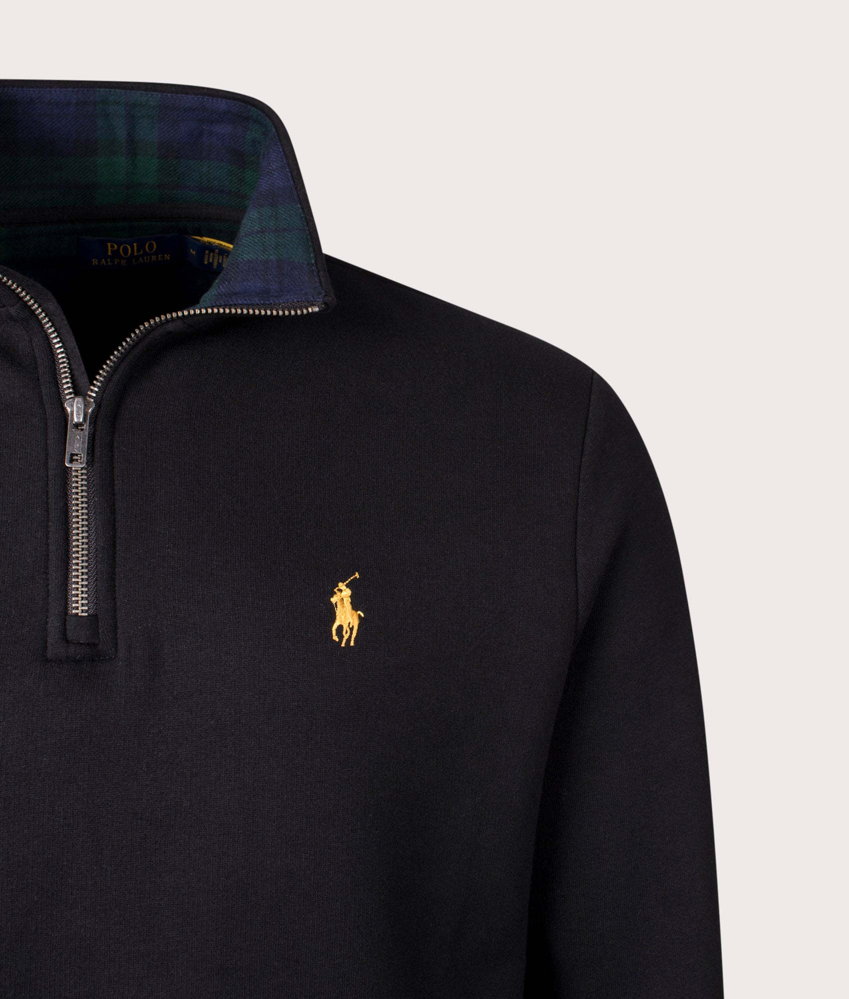 Quarter Zip Sweatshirt in Polo Black | Polo Ralph Lauren | EQVVS | Front detail shot 