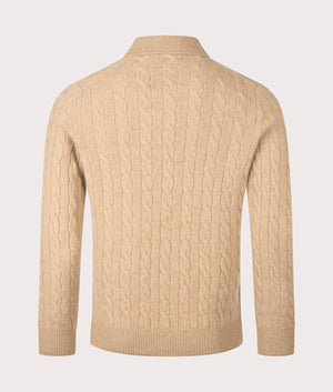Cashmere Blend Cable Knit Sweatshirt in Camel Melange | Polo Ralph Lauren | EQVVS | Back shot 