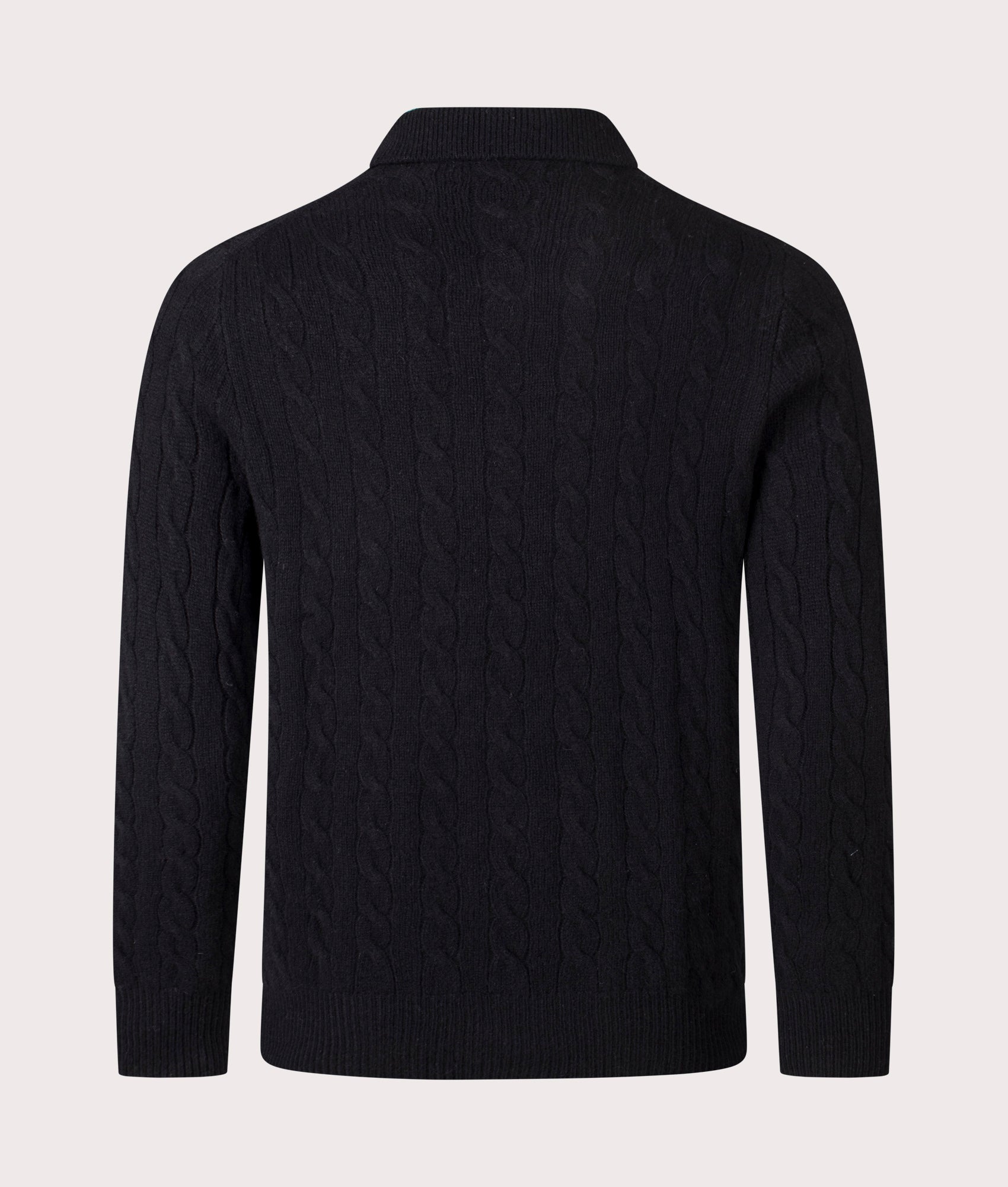 Cashmere Blend Cable Knit Sweatshirt in Polo Black | Polo Ralph Lauren | EQVVS |  Back shot 
