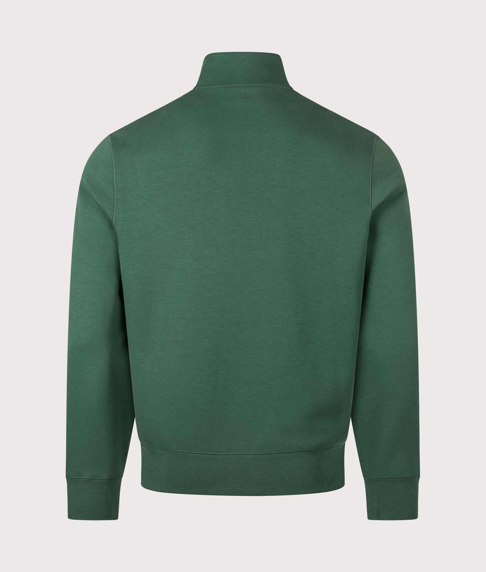 Polo Ralph Lauren Double-Knit Quarter-Zip Jumper in Vintage Pine at EQVVS Menswear. Back shot.