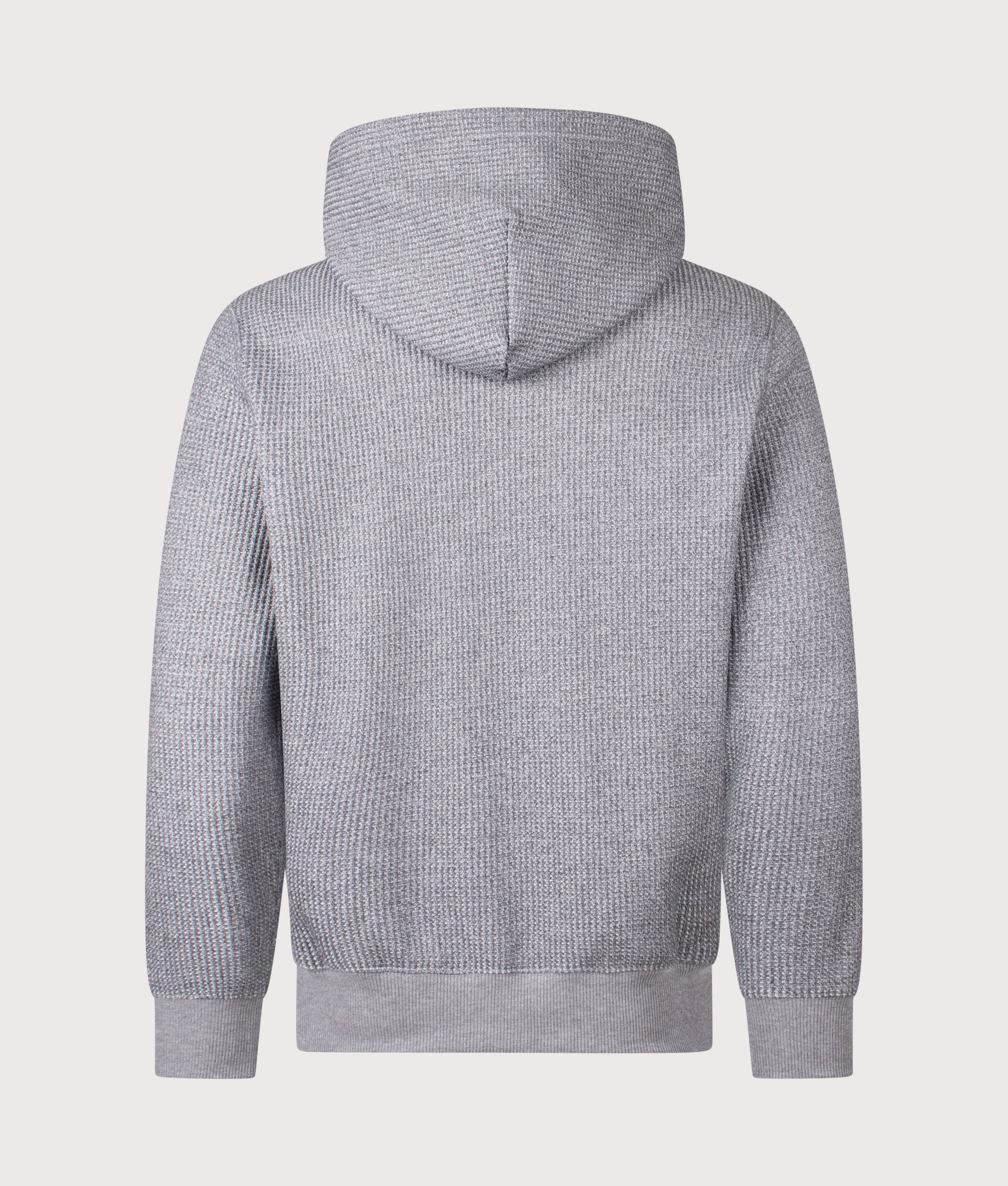 Polo Ralph Lauren Waffle Knit Fleece Lined Hoodie in Fortress Gray Heather at EQVVS Menswear. Back shot.