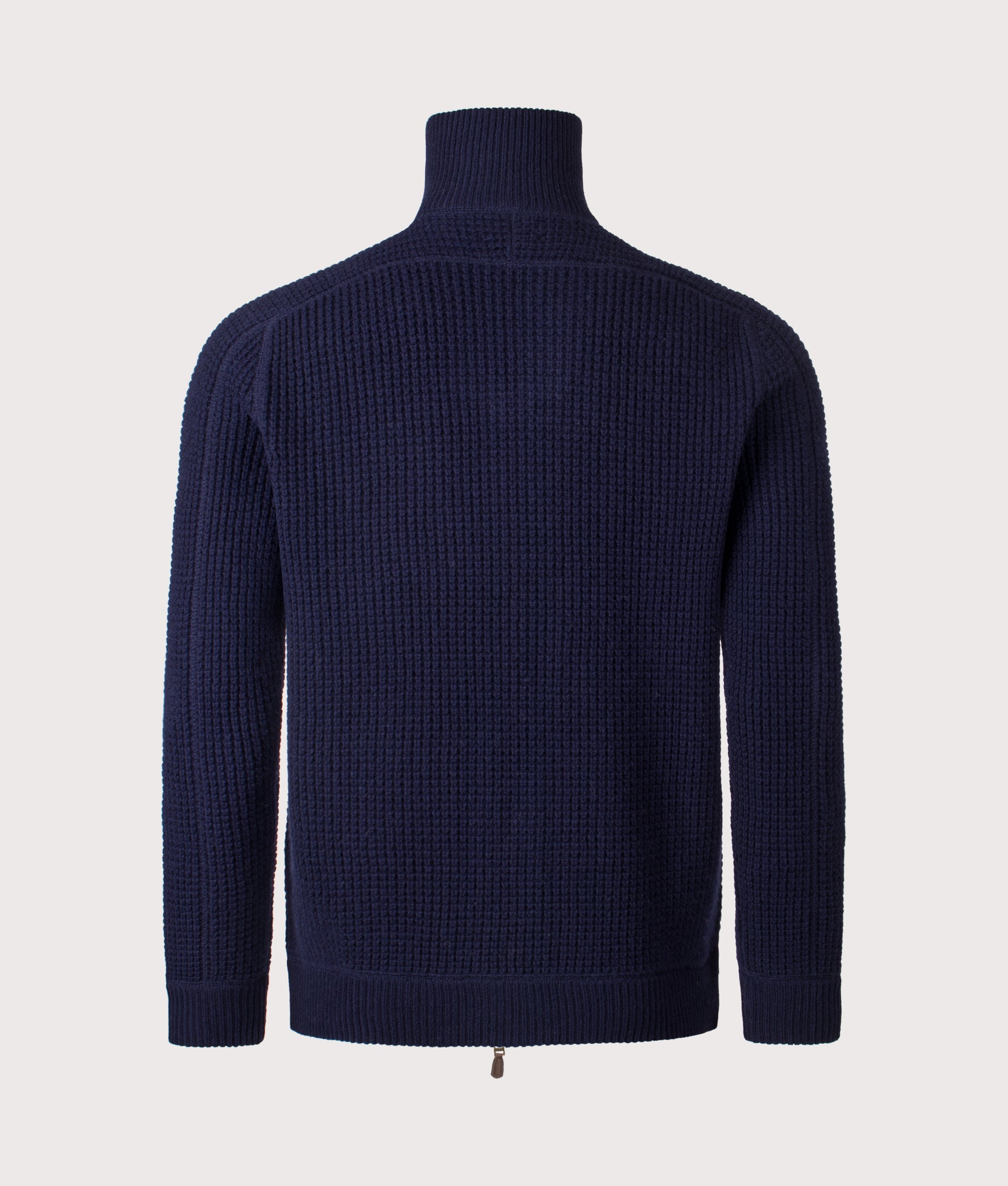 Waffle Knit Zip Through Jumper in Hunter Navy | Polo Ralph Lauren | EQVVS | Back shot 