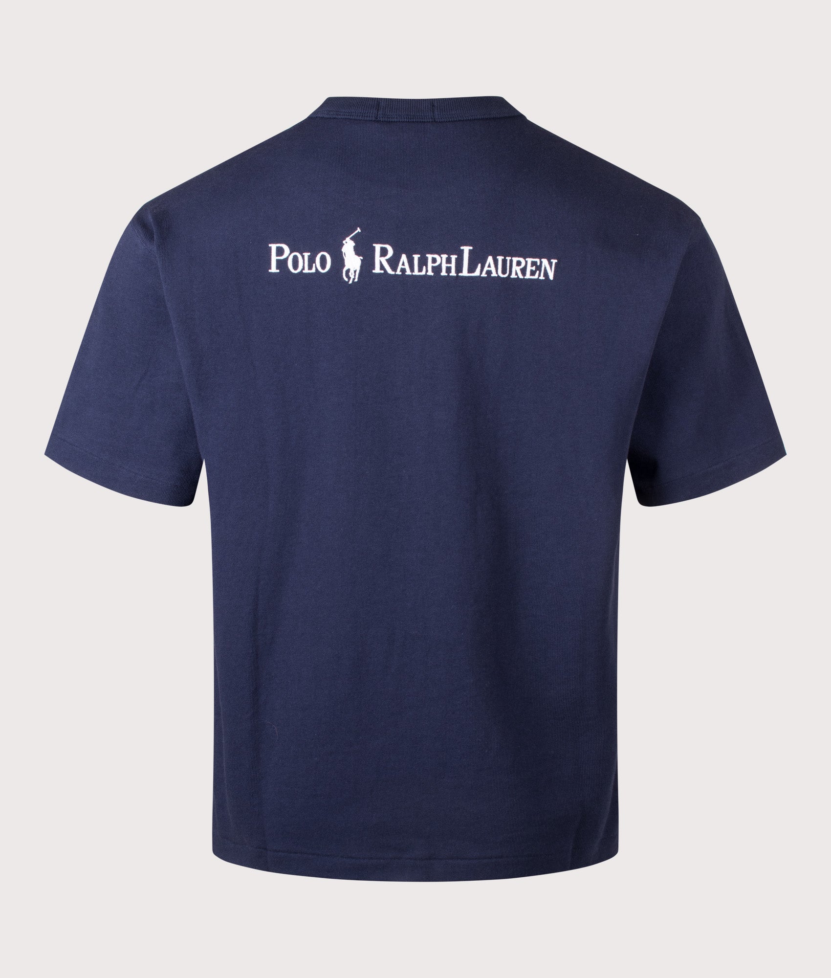 Polo Ralph Lauren Relaxed Fit Logo Jersey T-Shirt in Cruise Navy at EQVVS Menswear. Back shot.