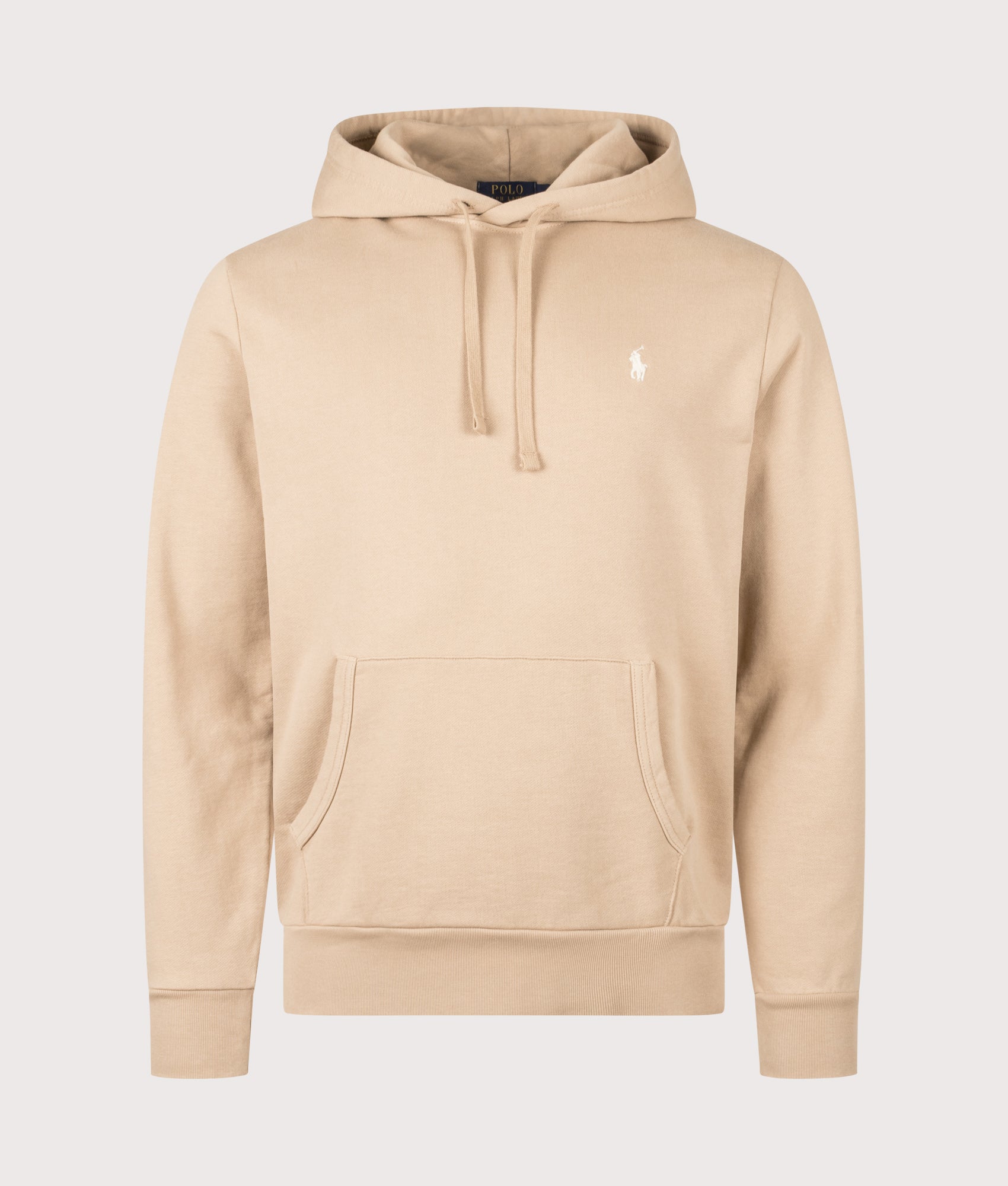 Loopback Fleece Hoodie in Classic Camel | 100% Cotton | Polo Ralph Lauren | EQVVS | Front shot 
