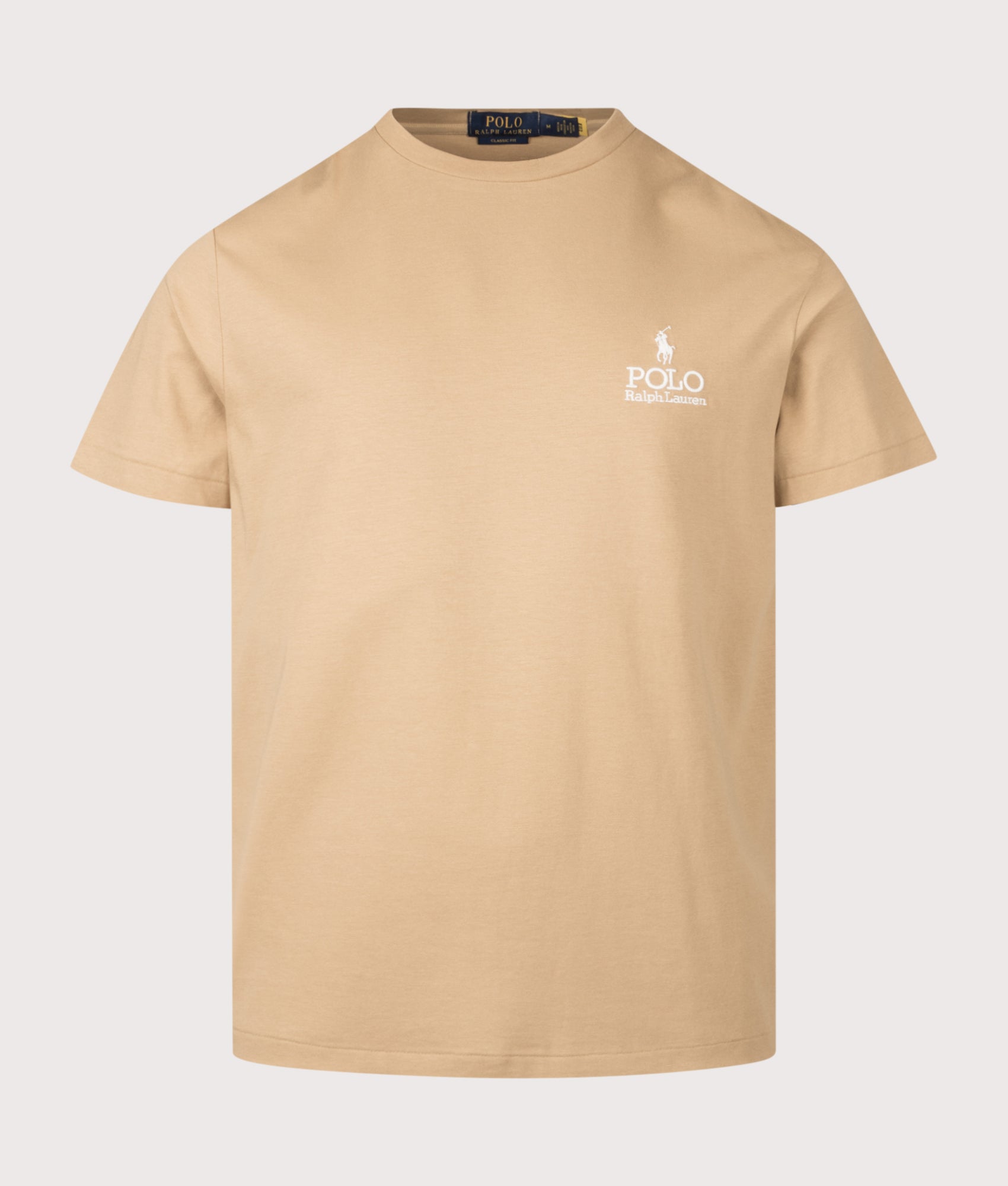 Polo Ralph Lauren Classic Fit Logo T-Shirt in Classic Camel at EQVVS Menswear. Front shot.