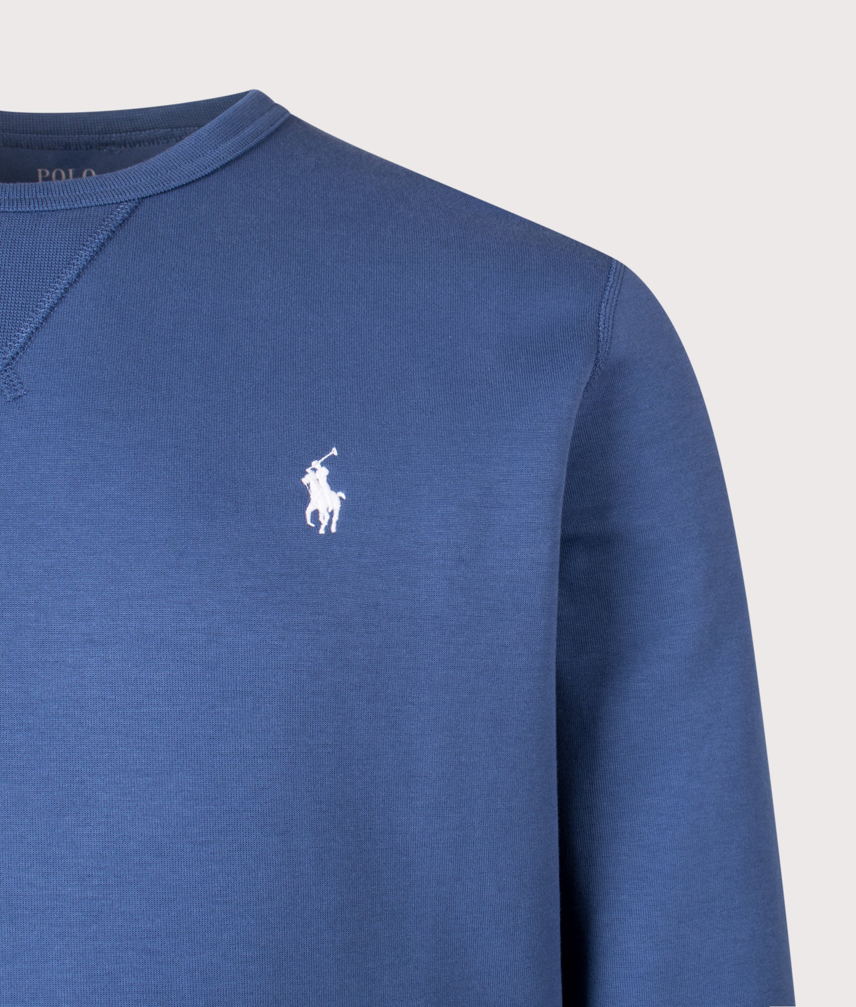 Double-Knit Sweatshirt in Night Navy | Polo Ralph Lauren | EQVVS | Front detail shot 