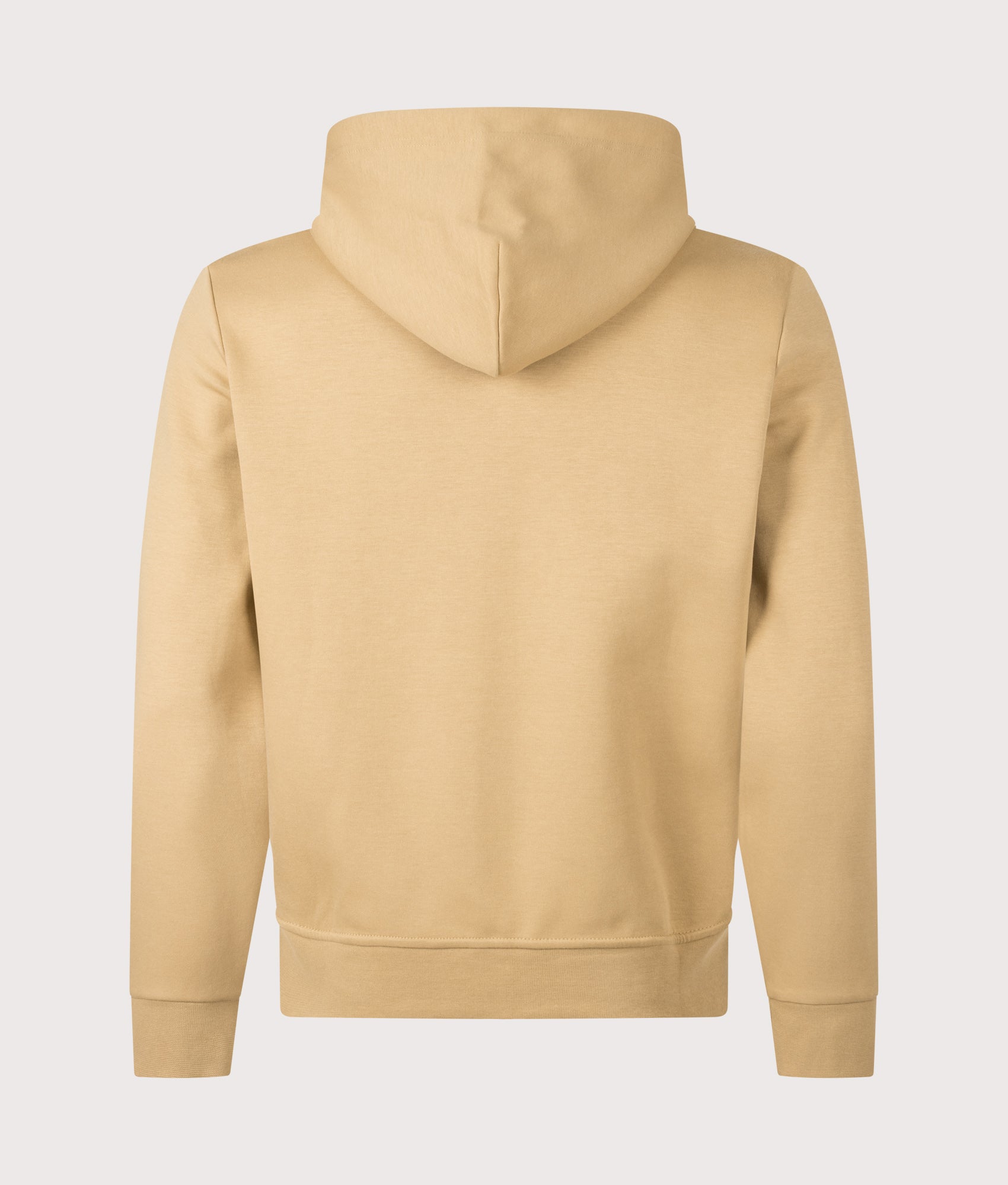 Zip Through Double Knit Hoodie in Camel by Polo Ralph Lauren. Shot by EQVVS. Back shot.